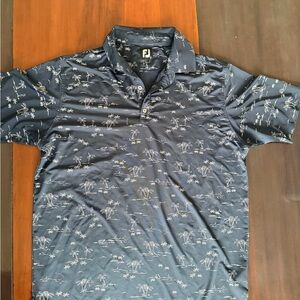 FootJoy Palm Print Polo Shirt - Dark Blue